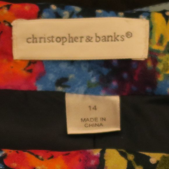 Christopher And Banks Muti Color Cotton Stretch Floral Skirt Size 14 - Picture 5 of 5